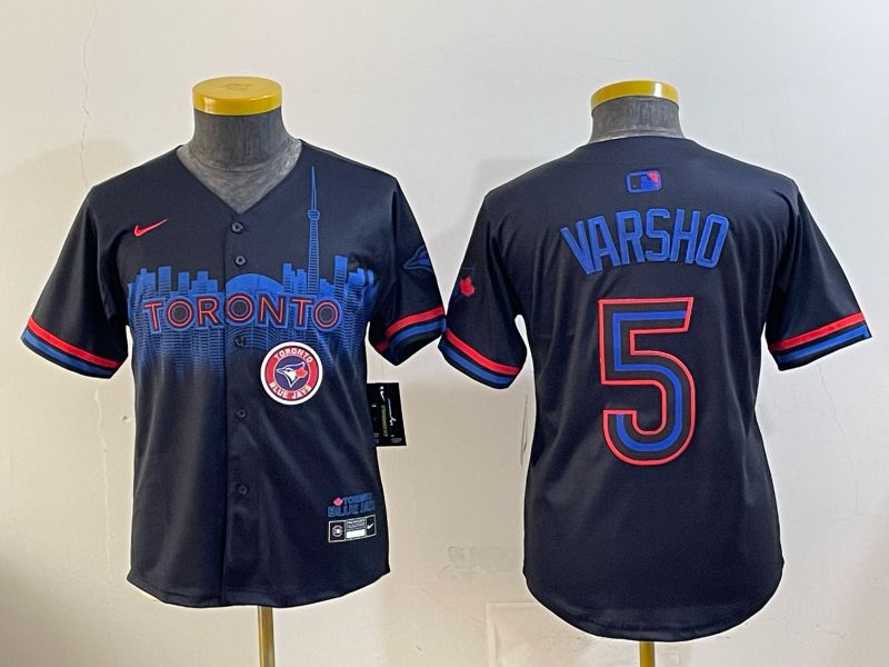 Youth 2025 Nike Toronto Blue Jays #5 Varsho Blue Game MLB Jersey 06